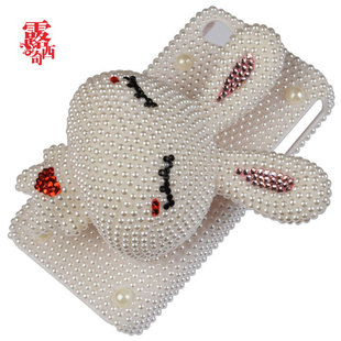  diy手机壳材料包立体眯眼兔子公仔套餐手机手机贴钻美容diy饰品