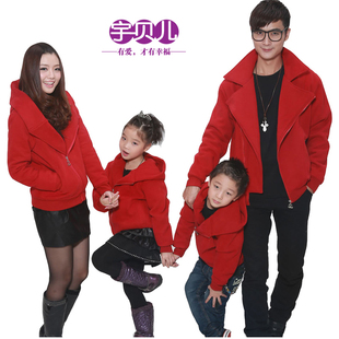  亲子装冬装款秋冬全家装宇贝儿母子母女韩版加绒加厚卫衣外套