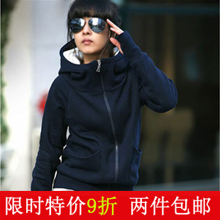 2010秋冬装新款 韩版女装 连帽长袖拉链加厚 卫衣 324