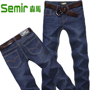  Semir/森马3268秋春季男子直筒型韩版蓝色耐磨棉休闲牛仔裤男裤