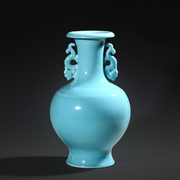 景德镇陶瓷花瓶蓝色现代中式工艺品，摆件复古插花干花客厅瓷器装饰