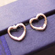 Folli外单银色镂空水滴心耳钉
