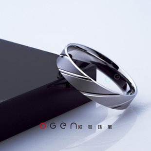  5钻【OGEN欧琴珠宝】铂金协会pt950铂金情侣婚戒简爱对戒指现货