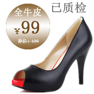  新款 鱼嘴鞋 细高跟鞋 韩版 夜店 防水台 真皮凉鞋 女鞋子
