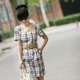 【SUNNY&middot;猫】知性之美 <span class=H>BURBERRY</span>格纹花苞连衣裙 夏款修身 米白