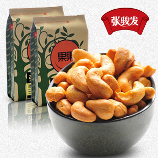  张骏发果果自然 即食派坚果零食 腰果 越南炭烧原味 180克*2包