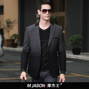  春秋新款男士西服 呢子西装外套 渐变色商务羊毛西服毛呢西装 男