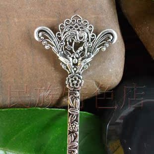  发钗盘发簪流苏簪子步摇苗族复古典苗银古代古装结婚头饰美满幸福