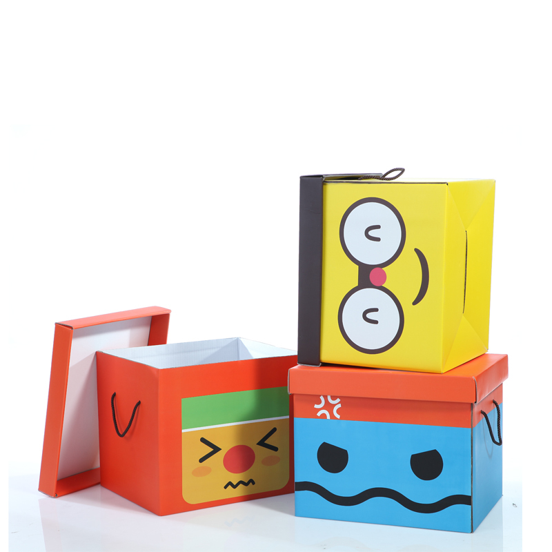 博纳屋 西米家族卡通表情收纳箱三件套 搞怪储物箱 有盖收纳盒