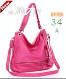 2012斜挎包单肩包手提多用PU包女包韩版流苏前拉链4色春季热卖