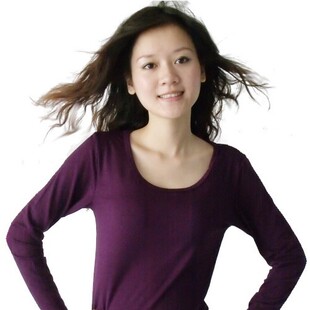 包邮 V领上衣保暖内衣<em>女</em>长袖 <em>莫代尔打底衫</em> 秋