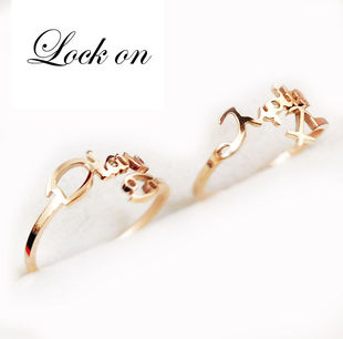  Lockon 镀18k金十二星座开口镶钻戒指 可调节 尾戒女 送豪华包装