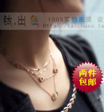 婚姻保卫战 李梅马伊俐多层三层14K玫瑰金吊坠项链女饰品 特价