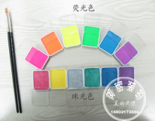 冲五钻特价12色水溶性荧光色专业人体彩绘颜料艺术彩绘膏送笔