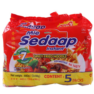 【天猫超市】印尼进口方便面 Sedaap/喜达牌香辣捞面 88g*5包/袋