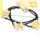 Exportación Chanel / Chanel chapado en oro con incrustaciones de perlas número de la caja 5 pulsera carta