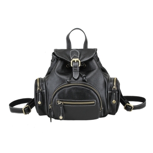  菁菁本店购英伦复古时尚真皮双肩包可爱日韩版背包女包100%牛皮黑