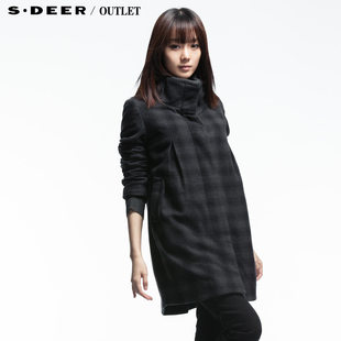  【12.12】sdeer圣迪奥 女装冬装茧形立领宽松毛呢大衣0481733