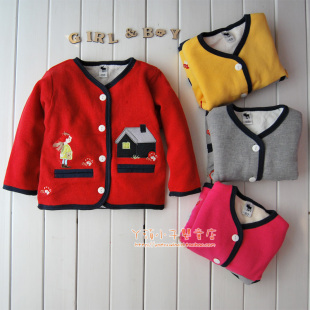  特价童装 秋冬新款卡通纯棉双层罗纹加绒男女儿童棉衣/棉袄