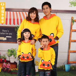  韩版亲子装新款春秋装加厚保暖卫衣父子母女装母子父女装5折