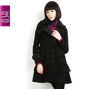 塞纳之吻 O.SA正品2011韩版冬装长款毛呢大衣外套 女 SD91914