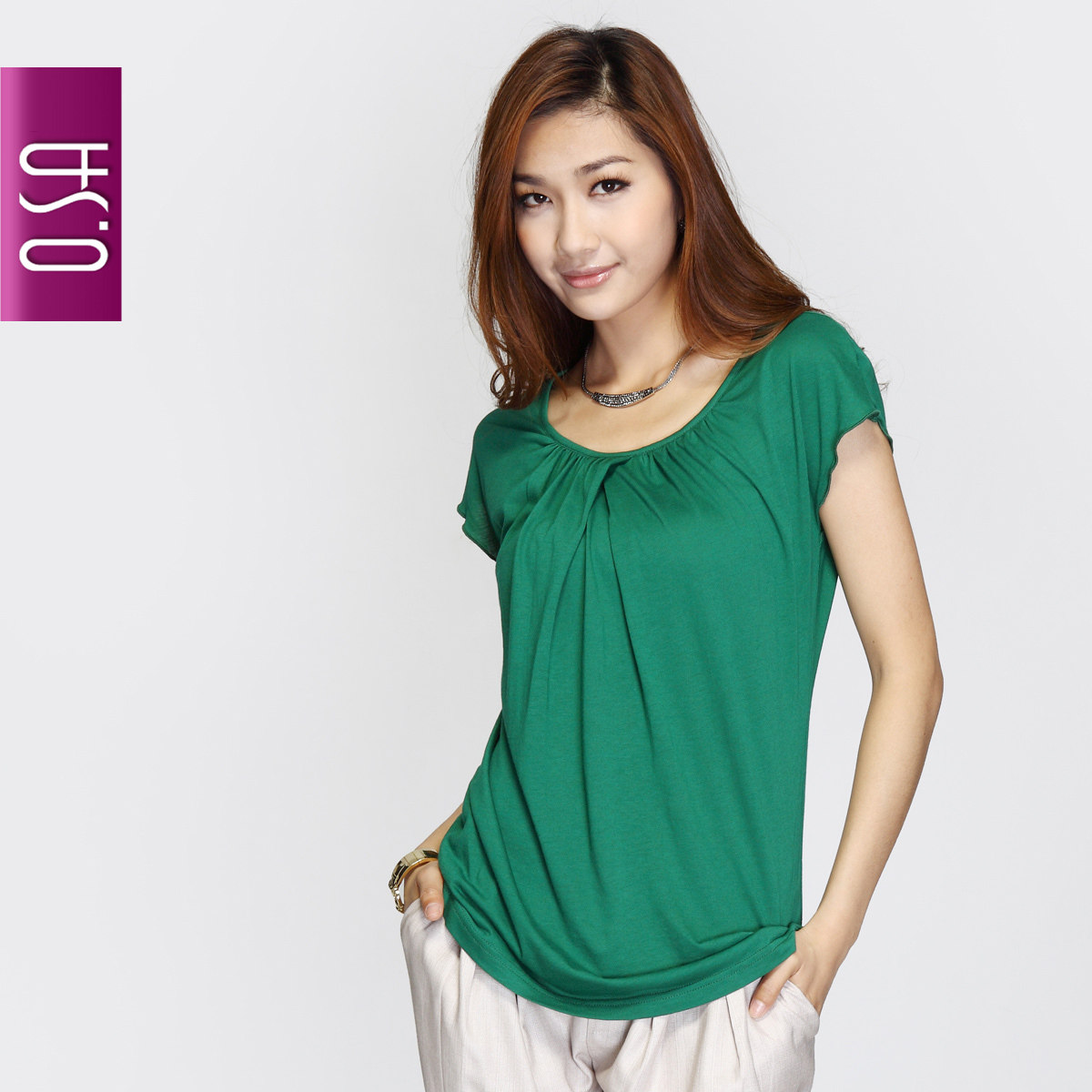月华清影 OSA2011新 韩版修身上衣 大码宽松休闲短袖T恤女ST10337
