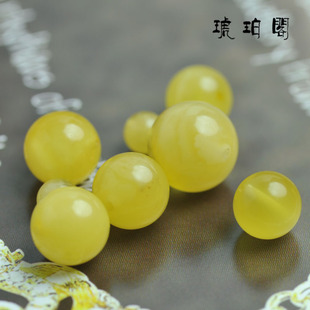  琥珀阁 天然琥珀蜜蜡 8/9/10mm新蜜蜡圆珠散珠 单粒价