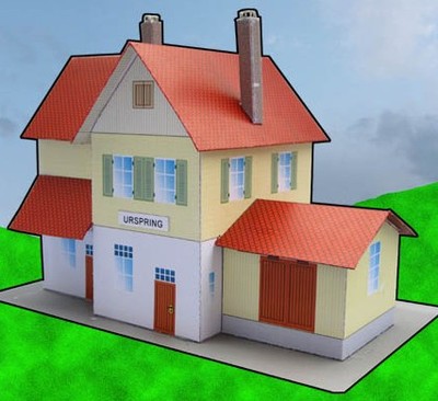 立体折纸手工制作模型剪纸 房屋别墅 迷你小屋 建筑场景 3d纸模