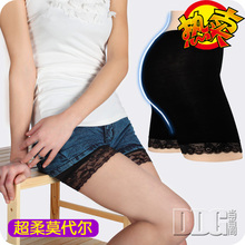 双金冠 春夏 莫代尔女蕾丝边三分裤防走光裤裙 大码安全裤打底裤