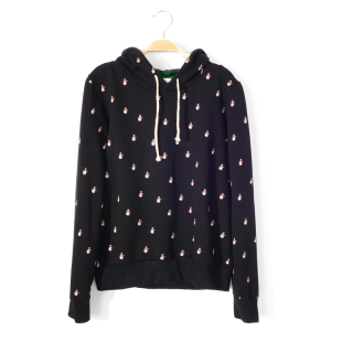 系款外贸 短款秋冬装 小雪人 薄抓绒 帽衫 女卫