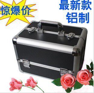 最新款 出口欧美化妆箱 大号双层化妆箱 收纳箱 铝箱DIY自动隔盒