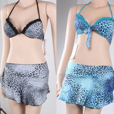 P1789 简家 三金冠 女式分体泳衣温泉裙式泳衣三件套