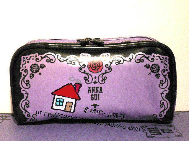 专柜正品Anna Sui安娜苏紫色蔷薇花<span class=H>化妆包</span>附刷具包刷具袋手拿包