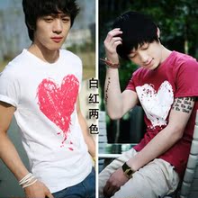 2010 超大爱心胸围logo实物拍摄印花短袖T恤两色入