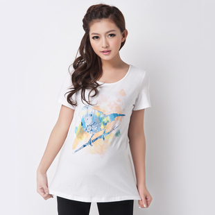 October Mummy maternity dresses jacket new summer summer cotton elastic knitted printed t-shirt 14,092,201