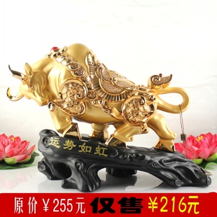  运势如虹牛摆件牛气冲天家居工艺金牛摆件开业送礼牛工艺品装饰品