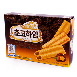  韩食速递韩国进口零食 Crown可拉奥巧克力榛子蛋卷 夹心饼干142g