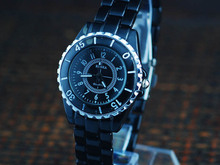 Ladies relojes de moda exquisita fría mesa de acero inoxidable negro [59647]