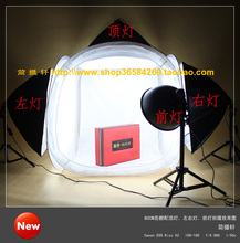 微型摄影棚套装80cm摄影灯亮棚+前灯+左右柔光箱+顶灯+4色背景布