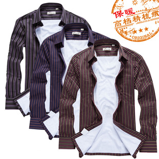 特卖 冬季新款保暖衬衣 男士加厚加绒男长袖衬衫 纯棉衬衣