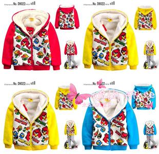  儿童新年装 愤怒的小鸟双层加羊羔毛儿童冬季棉袄/宝宝棉衣