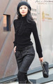 原价71元现价秒杀55元IDA品牌羊毛绒高领睫毛花边打底衫黑紫白色