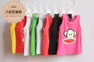  韩版纯棉男童背心夏 儿童无袖上衣男宝宝背心女童t恤背心m157