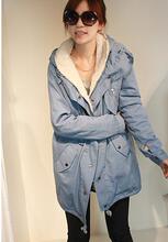 2011冬新款 韩版女装修身中长款棉袄棉服 加厚抽带棉衣外套