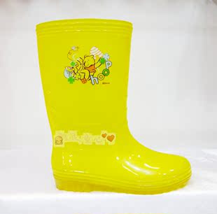  新款时尚儿童雨鞋雨靴黄色维尼熊水晶大童防滑水鞋断码特价