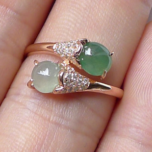  特价包邮 玉器批发 天然翡翠A货 戒面镶嵌925银 翡翠戒指 女款