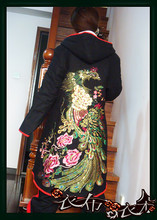 民族风中式<span class=H>唐装</span>改良 刺绣丝凤凰长款棉衣秋冬新款棉袄
