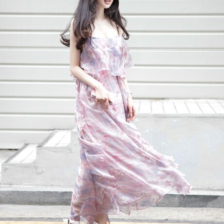 现货韩国代购 妩媚飘逸<em>梦幻小仙女</em>扎染樱花粉