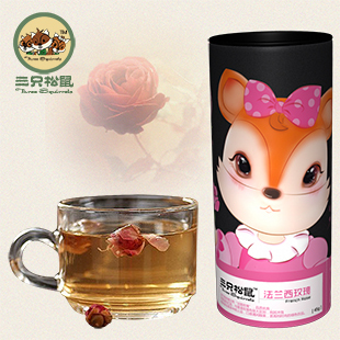  【抄底价】三只松鼠_法兰西玫瑰花茶 花草茶粉红特级正品45g罐装