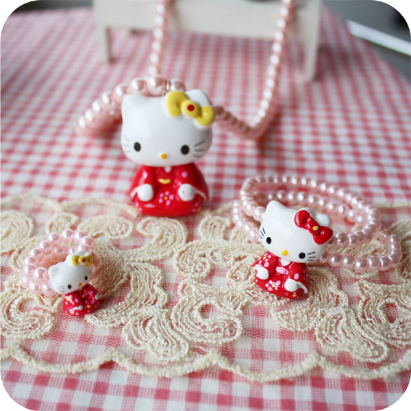 South Korea  Hello kitty female baby necklace and jewelry set